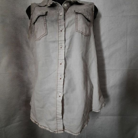 Vintage PassPort Grey Ombre Sleeveless Button Up Tank Size Medium - Picture 1 of 11